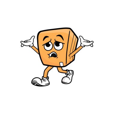 kutu karakteri çizgi film maskotu vektör çizimi