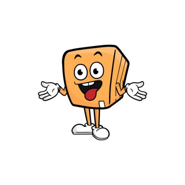 kutu karakteri çizgi film maskotu vektör çizimi