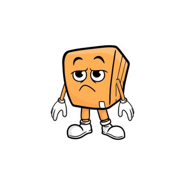 kutu karakteri çizgi film maskotu vektör çizimi