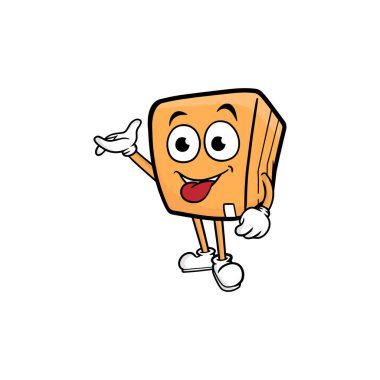 kutu karakteri çizgi film maskotu vektör çizimi