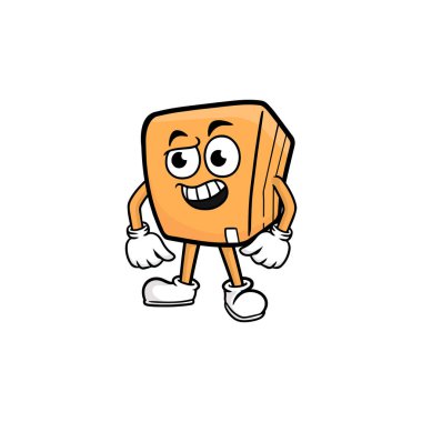 kutu karakteri çizgi film maskotu vektör çizimi