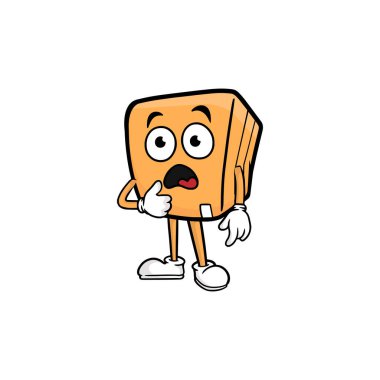 kutu karakteri çizgi film maskotu vektör çizimi