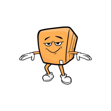 kutu karakteri çizgi film maskotu vektör çizimi