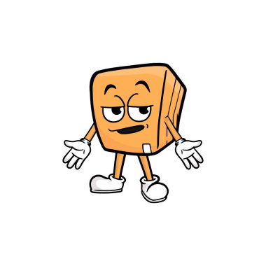 kutu karakteri çizgi film maskotu vektör çizimi