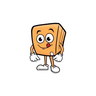 kutu karakteri çizgi film maskotu vektör çizimi