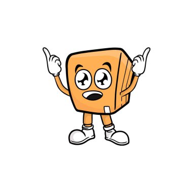 kutu karakteri çizgi film maskotu vektör çizimi