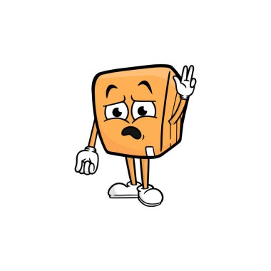 kutu karakteri çizgi film maskotu vektör çizimi