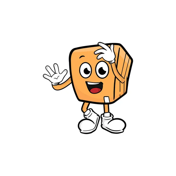 Box Character Cartoon Mascot Vector Illustration — Stock Vector