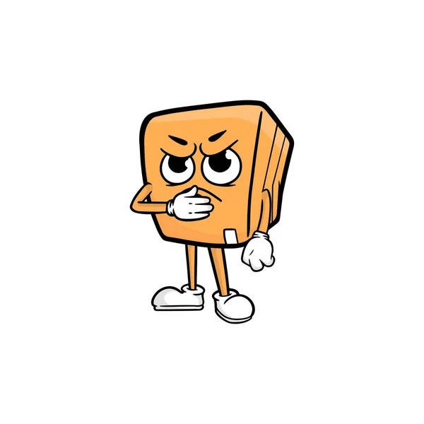 Caixa Personagem Desenho Animado Mascote Vetor Ilustração — Vetor de Stock