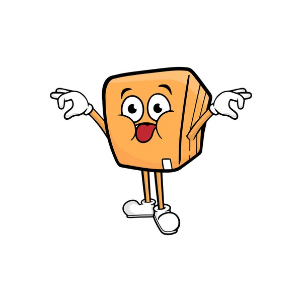 Box Character Cartoon Mascot Vector Illustration — Stock Vector