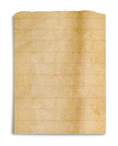 Pezzo Vecchia Carta Isolato Bianco — Foto Stock
