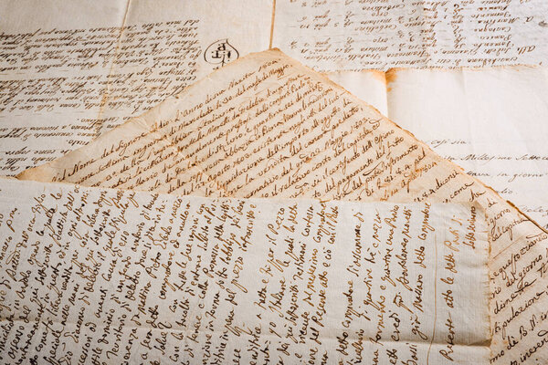 Old vintage handwritings writing in cursive