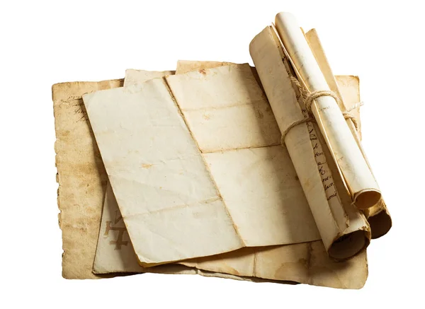 Старі Старовинні Листи Ізольовані Білому Тлі — стокове фото