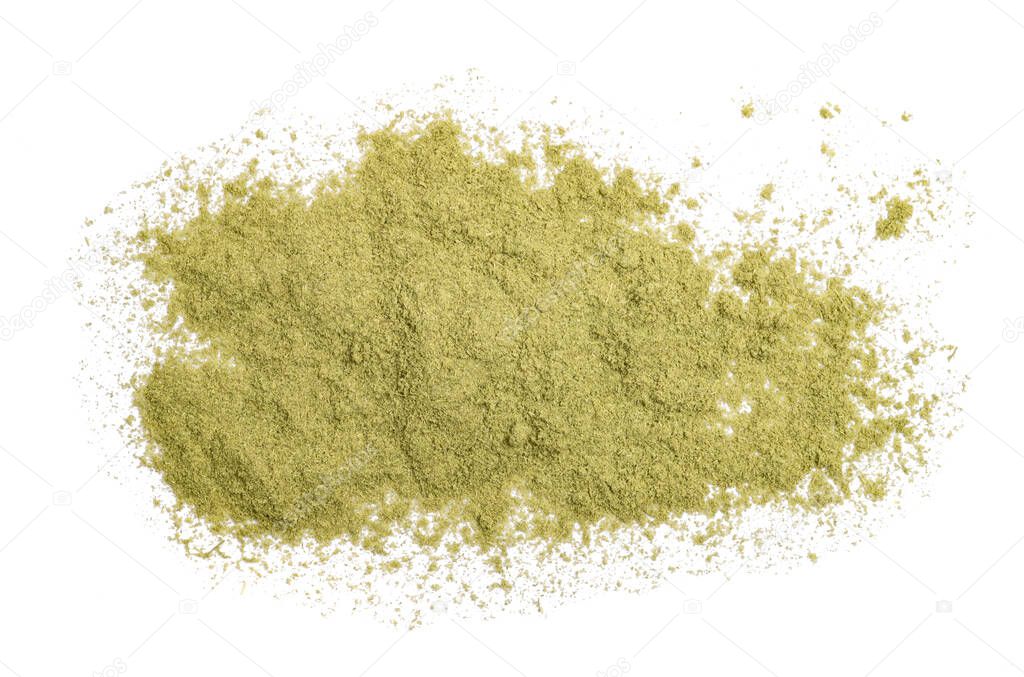 Lemongrass powder pile isolated on white background