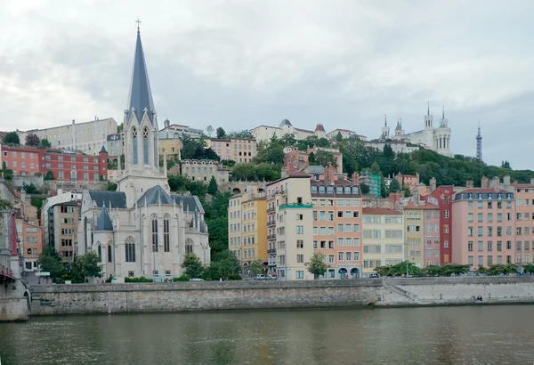 View to St-Georges church and Fourviere hill — Stock Photo, Image
