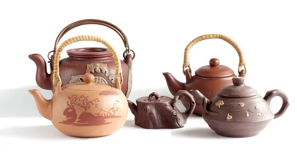 Pięć czajniki tradycyjne chińskie gliny — Zdjęcie stockowe
