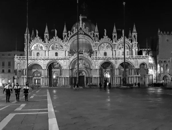 Venetië Italië Januari 2020 Suggestief Zwart Wit Beeld Van Piazza — Stockfoto