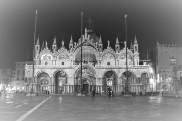 Venecia Italia Enero 2020 Imagen Evocadora Blanco Negro Piazza San — Foto de Stock