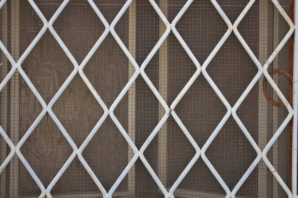 Image Évocatrice Texture Grille Fer Blanc Forme Losange — Photo