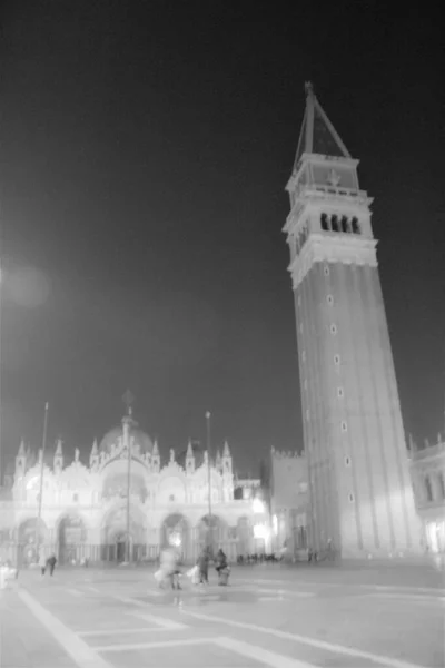 Benátky Itálie Ledna 2020 Evokativní Černobílý Obraz Piazza San Marco — Stock fotografie