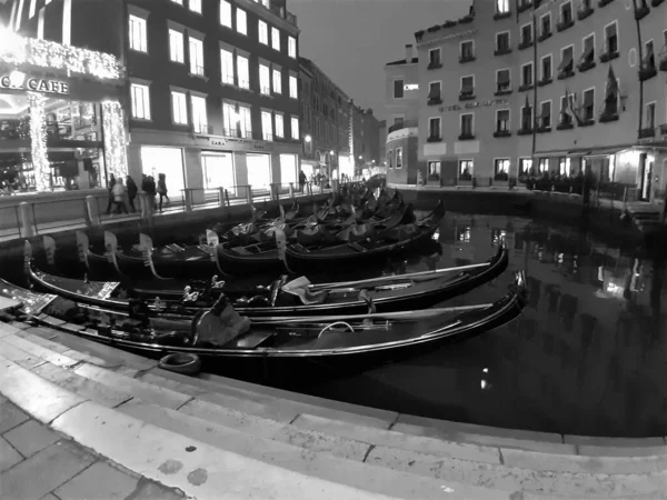 Veneza Itália Janeiro 2020 Imagem Preto Branco Canal Típico Veneza — Fotografia de Stock