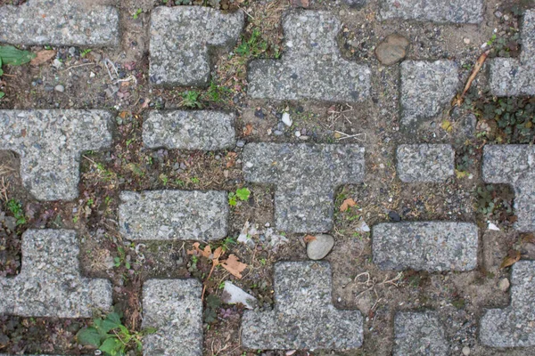 Imagem Evocativa Textura Tijolo Piso Forma Tetris — Fotografia de Stock