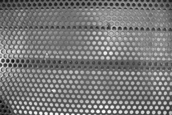 Évocatrice Image Noir Blanc Texture Surface Fer Avec Des Trous — Photo