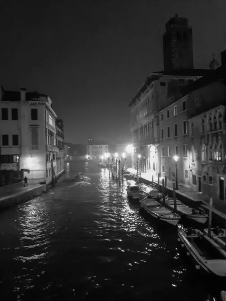 Venise Italie Janvier 2020 Évocatrice Image Noir Blanc Canal Venise — Photo