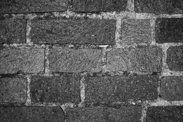 Evocative Black White Image Rectangular Shaped Floor Bricks — Stock Photo, Image