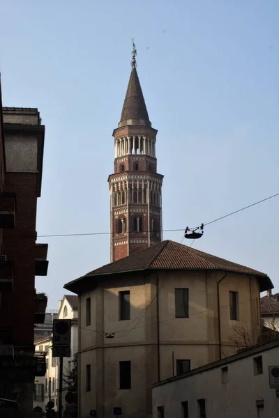 Milano Campanile Della Chiesa San Gottardo Corte Chiesa Cattolica Del — Foto Stock