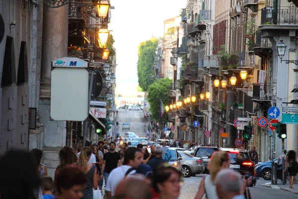 Evocadora Imagen Edificios Calles Centro Histórico Palermo Italia — Foto de Stock