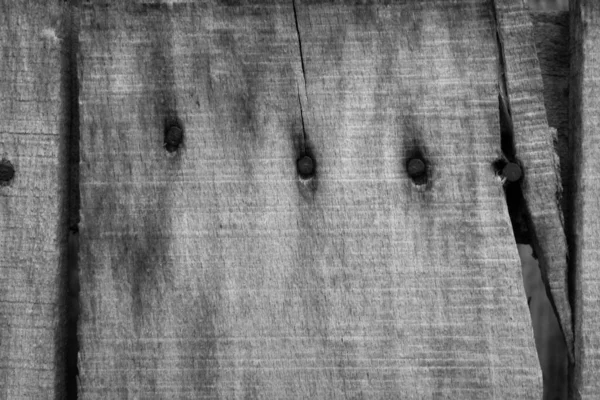 Das Stimmungsvolle Schwarz Weiß Bild Einer Alten Holzplanke Mit Rostigen — Stockfoto