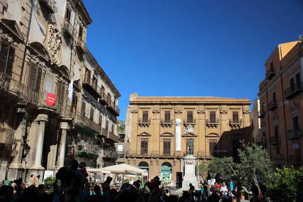 Eindrucksvolles Bild Von Gebäuden Und Straßen Historischen Zentrum Von Palermo — Stockfoto