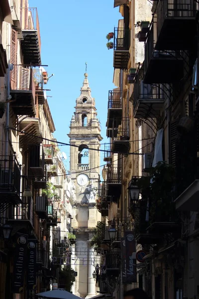 Evocadora Imagen Edificios Calles Centro Histórico Palermo Italia — Foto de Stock