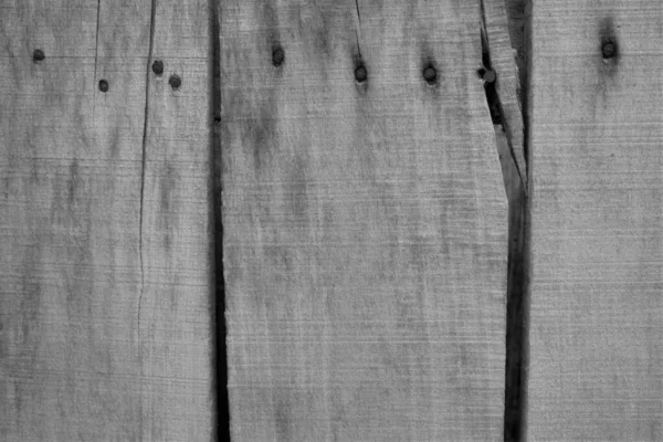 Das Stimmungsvolle Schwarz Weiß Bild Einer Alten Holzplanke Mit Rostigen — Stockfoto