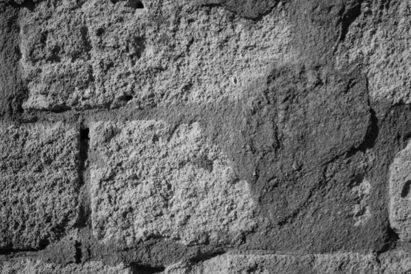 Stimmungsvolles Schwarz Weiß Bild Der Oberfläche Alter Poröser Tuffsteine — Stockfoto
