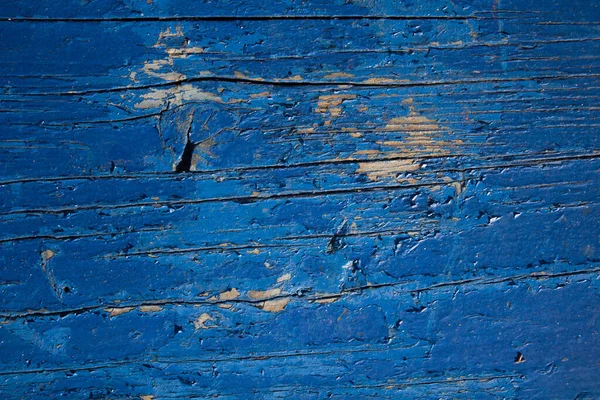 Evokativní Detailní Záběr Povrch Starého Modrého Prkna — Stock fotografie