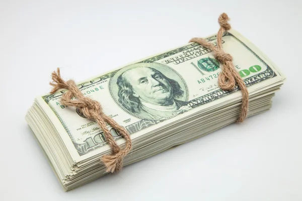 Banknotes tied with rope — Stock Photo, Image