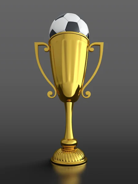 Trophy cup with soccer ball — Stock Photo, Image