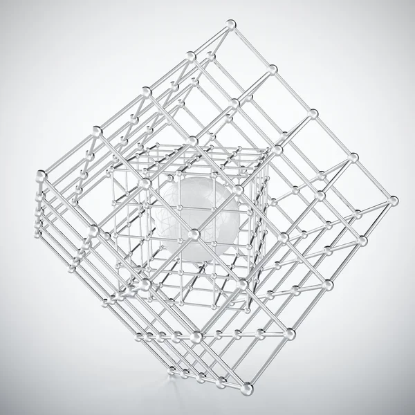 Sfera bianca in gabbia metallica — Foto Stock