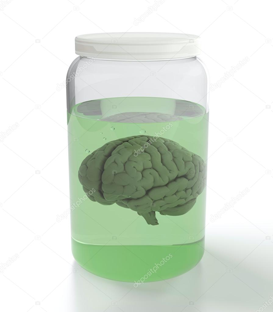 Brain in jar with liquid