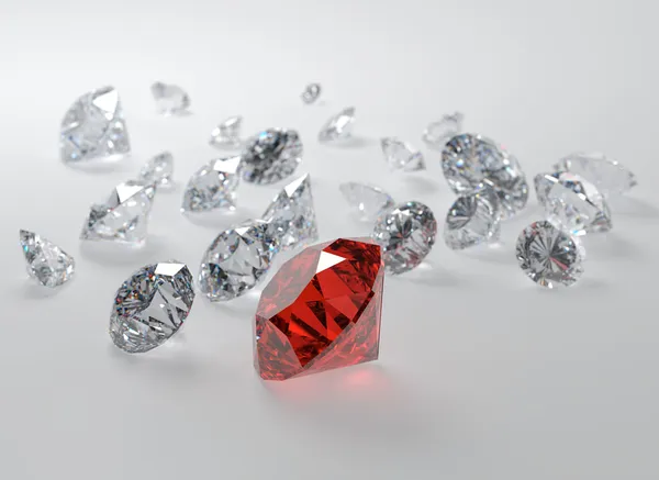 Ruby en diamanten — Stockfoto