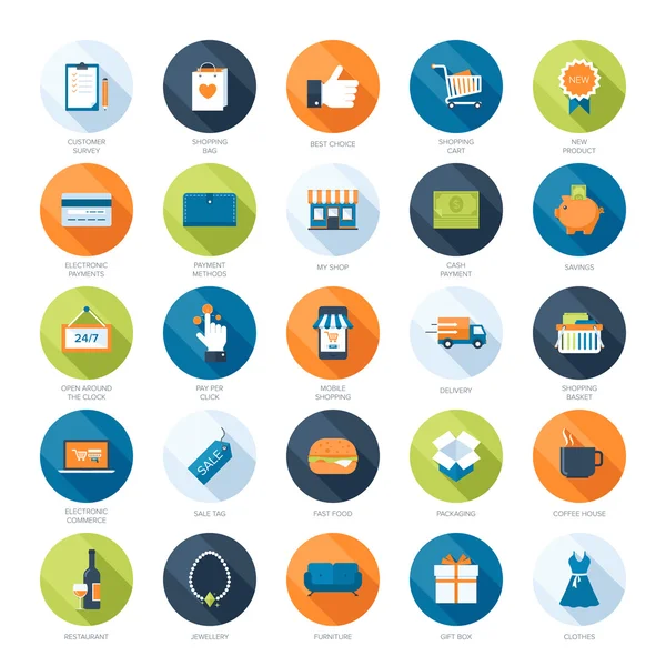 Iconos de compras — Vector de stock