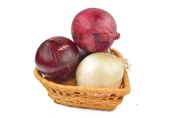 White and red onion on a white background — Stock Photo, Image