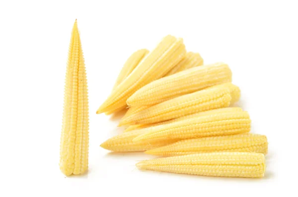Baba kukorica fehér háttér — Stock Fotó
