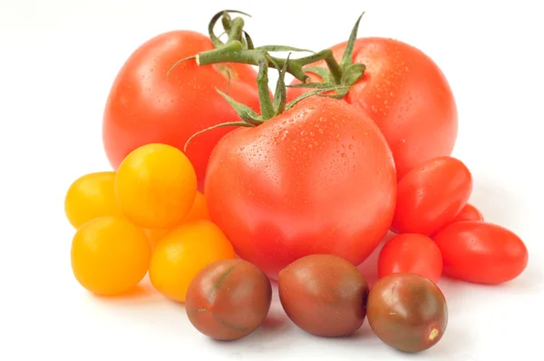 Tomates cereja de cores diferentes — Fotografia de Stock