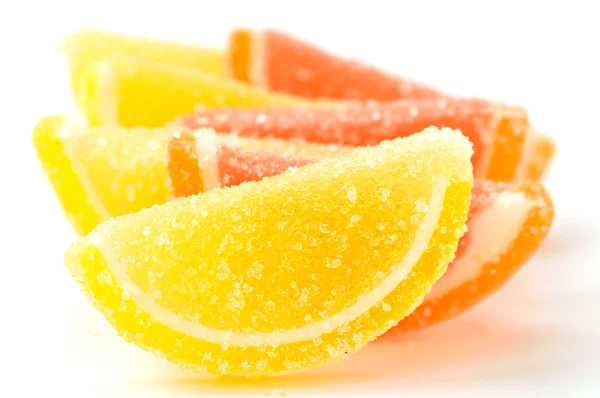 Colored marmalade (slices) on a white background Stock Photo