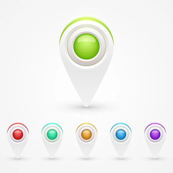 Iconos GPS Mapa de color — Vector de stock