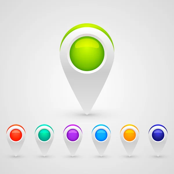 GPS Mapa de cores Ícones — Vetor de Stock