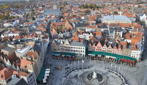 Brugge - grote markt ptaki oka widok — Zdjęcie stockowe